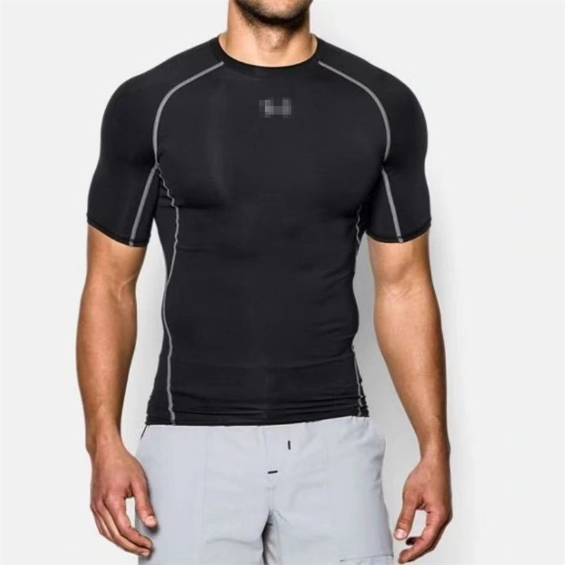 Brand Sports Compression Quick-Dry T-Shirt for Men, Short-Sleeve Breathable Running Basketball Base Layer Fitness High-Elastic Training Top