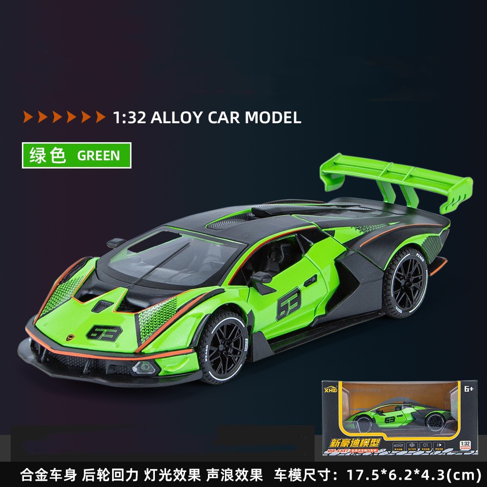 Nuevo Haodi aleación modelo de coche 1:32 Lanbo SCV12 coche deportivo 6 Puerta Abierta tira del coche de sonido y luz modelo decoración colección