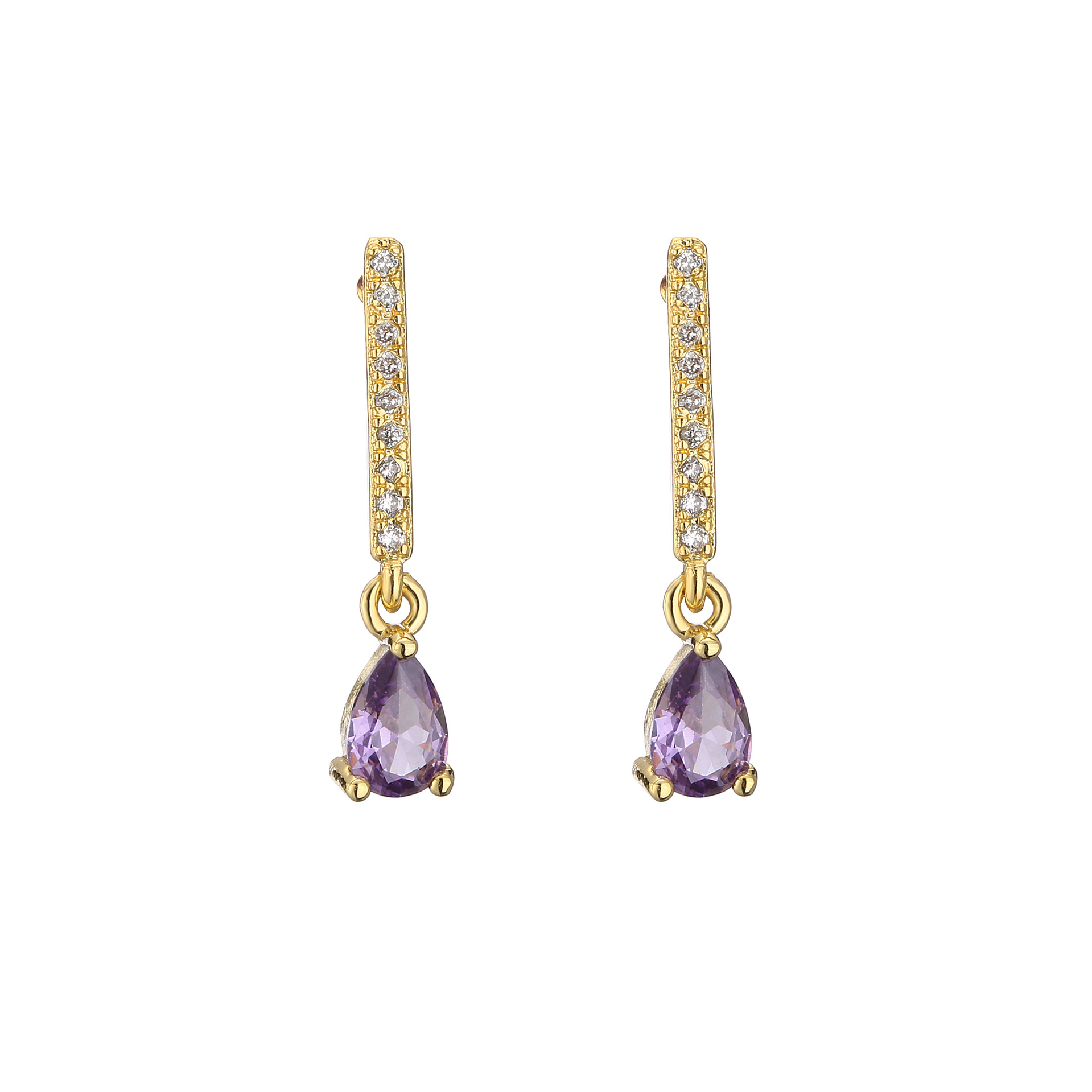 6g Weight Zircon Inlay Material Earrings Classification Wedding, Birthday, Festival Occasion Gem Material Water Droplets Pattern Women'S Gender Fashion Style White, Purple, Green, Blue, Champagne, Black Color Fashion Water Droplets Gem Zircon Earring Sets 5