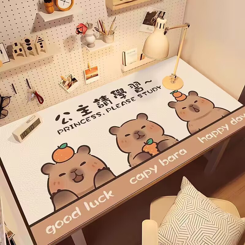Kapibala 学生デスクマット漫画かわいい使い捨てレザーテーブルクロス耐油防水目の保護特別なデスクトップマット|undefined