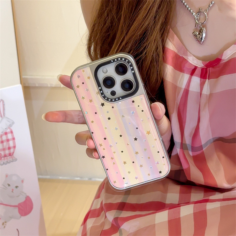 韩系ins风条纹星星适用iPhone16苹果15ProMax/14手机壳13新款小众|undefined