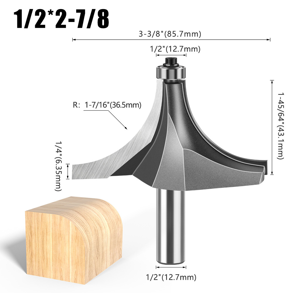 Cuchillo redondo de carpintería de 1/4 mango 1/2 mango Cuchillo redondo de uso común Cuchillo redondo de aleación de alta calidad Cabeza de corte