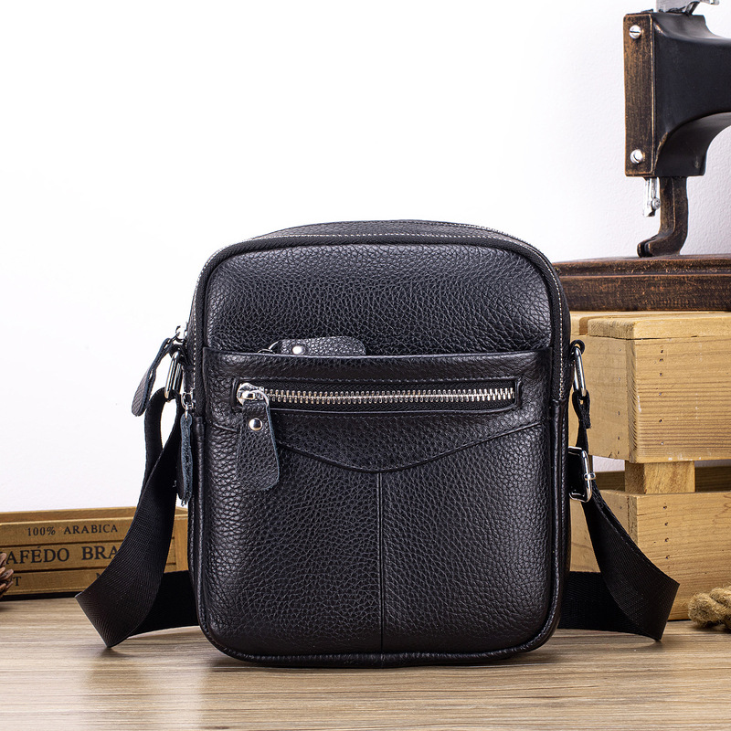 Sanlang Men's Crossbody Bag First Layer Cowhide Small Sling Bag Casual Sports Business Shoulder Bag Cross-Border Dropshipping
