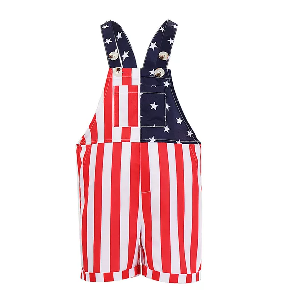 Cross-Border American Independence Day Children's Clothing Boys' Star and Stripe Overalls Summer New Flag Stripe Set Factory