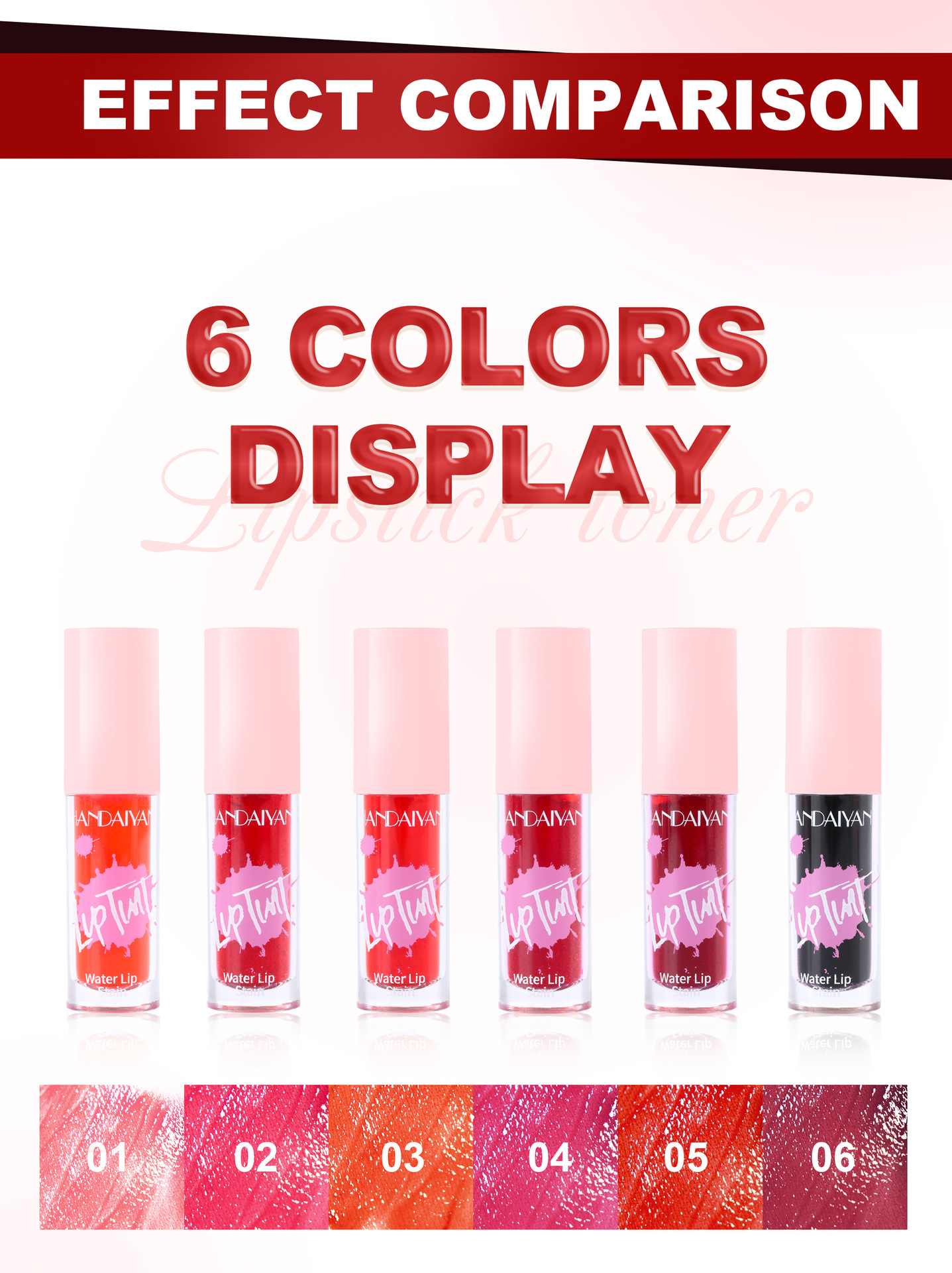 HANDAIYAN, a cross-border lipstick and watercolor makeup bestseller, offers 6 colors of long-lasting moisturizing lip gloss and non-stick cup dye lip liquid undefined