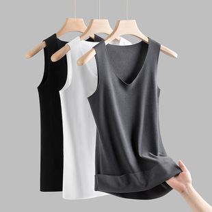 De velvet thermal vest men's inner wear bottoming autumn and winter fleece-lined thickened seamless tight heating sleeveless cotton waistcoat