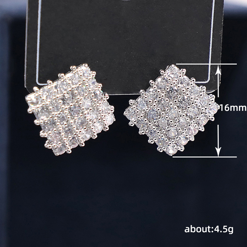 8g Weight Square Copper Retro Shiny Earrings Ear Studs