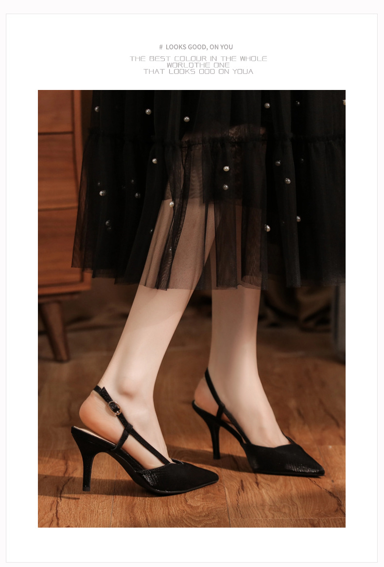 7755B Front Wrap Back Open Heel Sandals High Heels Elegant Commuting Versatile Daily Professional Temperament Women's_voghion.com