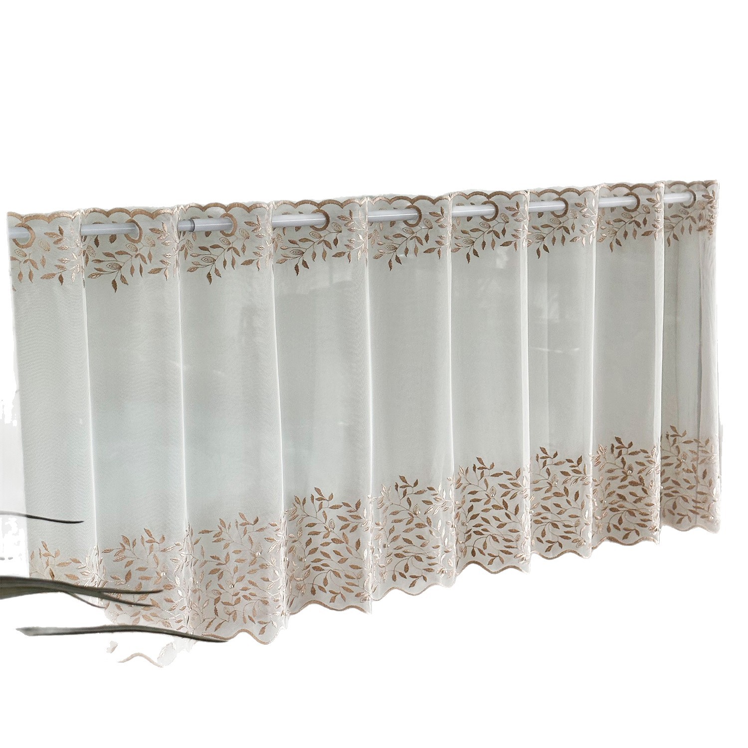 Bordado pastoral transfronterizo encaje con cuentas cortina de ventana cortina de café cortina corta media cortina cortina americana restaurante al por mayor