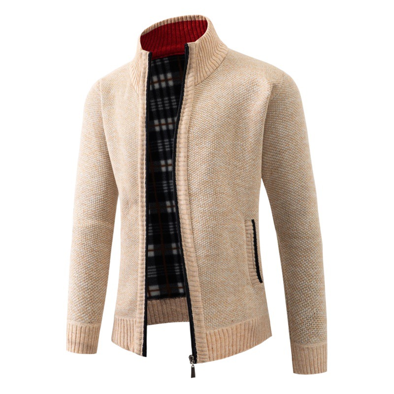 Comercio exterior caliente nuevo Otoño e Invierno de los hombres de punto cardigan más el tamaño forrado de lana engrosada suéter cardigan fábrica al por mayor