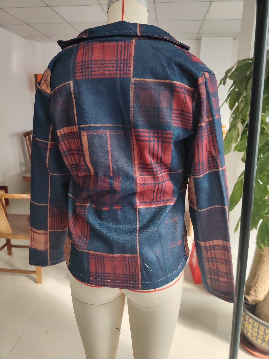 2025 European And American Women's Fashion Independent Station Plaid Retro Warm Autumn Winter Stand Collar Patchwork_ecoleips.com