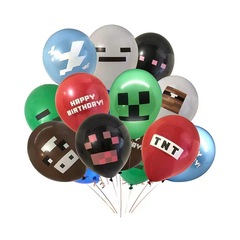 My World Theme Children's Birthday Party Decoration Balloon Pattern Printed Pixel War Latex Balloons