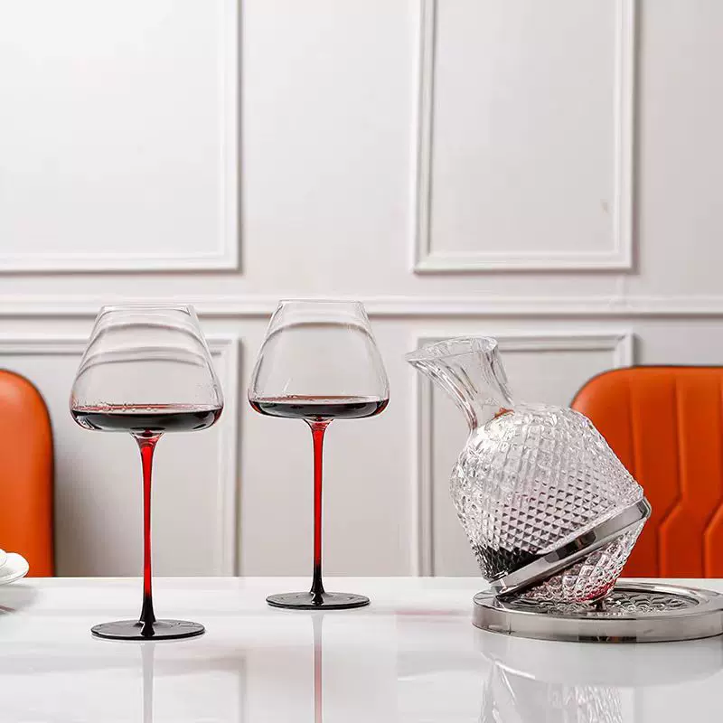 简约高端红酒杯家用套装勃艮第网红水晶杯大号高脚杯葡萄酒杯2个