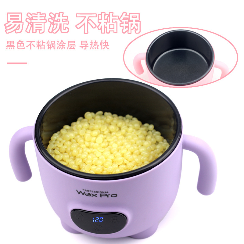 Nueva máquina de terapia de cera con pantalla digital mini transfronteriza, cera de calentamiento de temperatura constante inteligente, eliminación de frijoles, cabello de alta temperatura, sartén antiadherente, cera de abejas