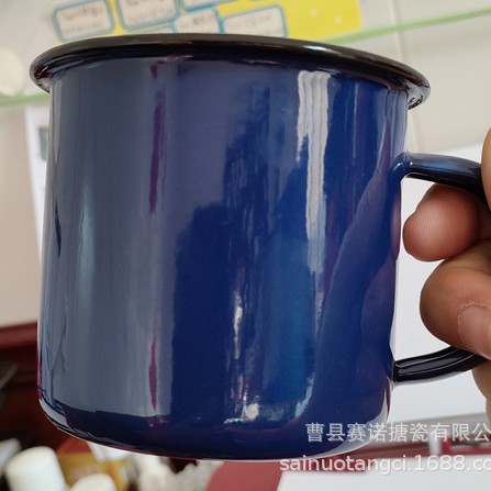 Taza de esmalte engrosada transfronteriza Taza de esmalte de 0,5mm Taza de té de cerámica personalizada Taza taza de café de impresión