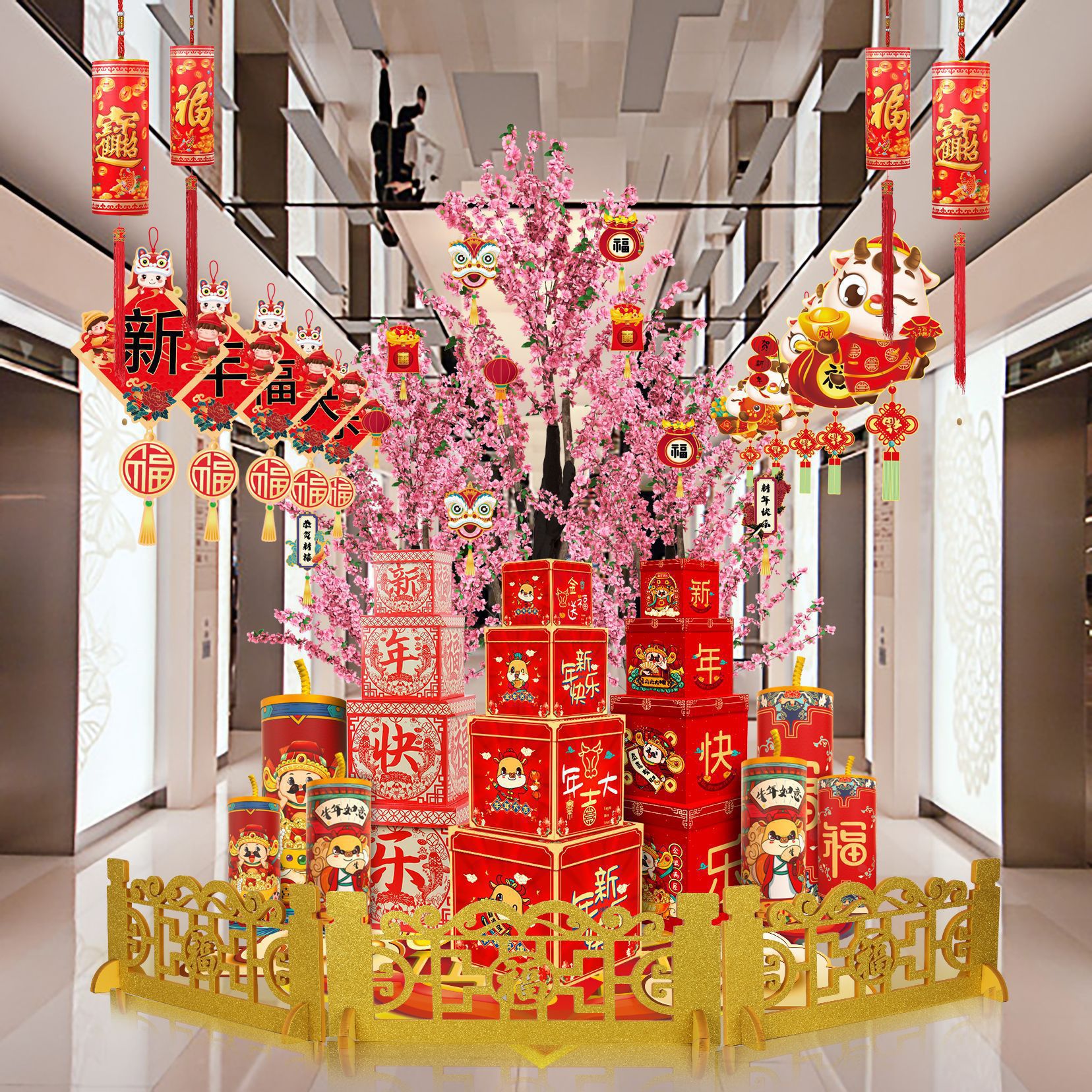 Caja de regalo del Festival de Primavera del Año de la Serpiente 2025, decoraciones de Año Nuevo, suministros para escaparates de centros comerciales, artículos de decoración de escenas image 3