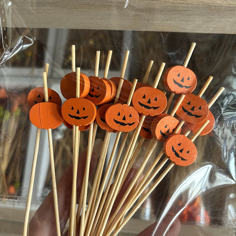 Nuevo producto decoración palo de bambú 100 piezas/paquete de fruta de dibujos animados lindo palo de bambú palo de hamburguesa palo de cóctel palo de bocadillo Amazon