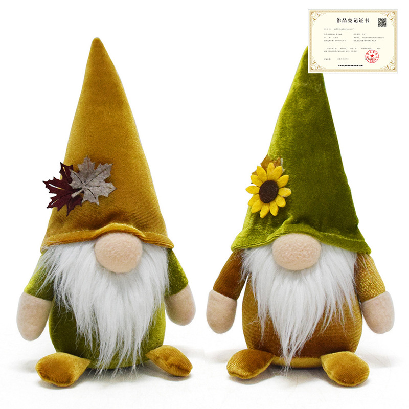 Autumn Faceless Doll Maple Leaf Sunflower Fabric Doll Goblin Rudolph Season Ornaments Dwarf