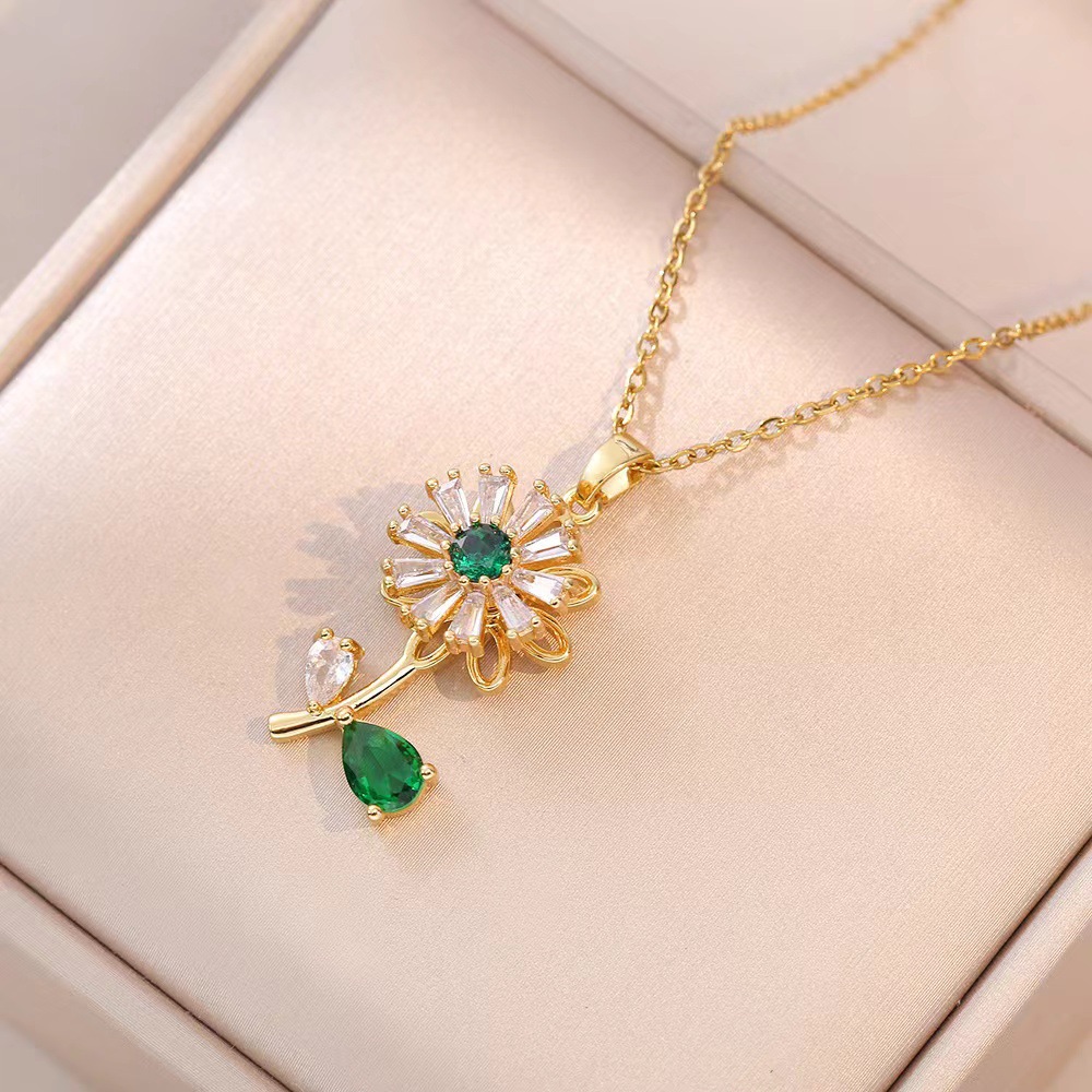 Women's Gender Sunflower Flower Titanium Steel Copper Simple Style Classic Style Rings Necklace