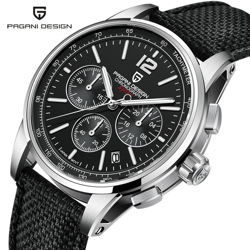 Berjani PAGANIDESIGN men's watch multi-function quartz watch chronograph steel men's watch YS008