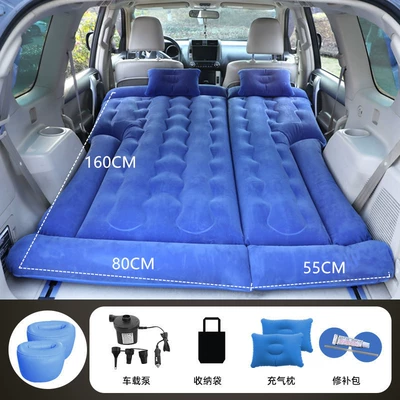 Inflatable Bed, Air Mattress, Vehicle-mounted inflatable bed - trunk-rear-seat-dual-use-f30-suv-wave-pattern-blue-special-offer-round-stool