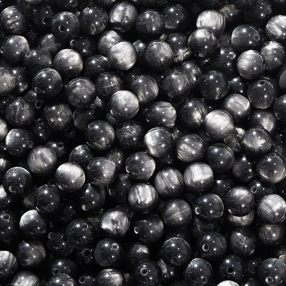 Resin cat's‑eye round beads, 8/10/12 mm, drilled 1.6/1.8/2.0 mm, assorted colors