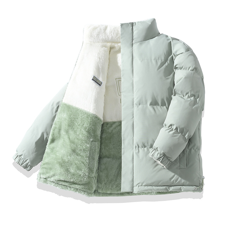 Transfronterizo doble cara de cuello vertical chaqueta de pluma de algodón para hombres y mujeres invierno nuevo chaqueta de cordero gruesa abrigo caliente de moda masculina