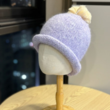 韩版可爱毛球针织帽子女新款秋冬季保暖护耳包头帽时尚卷边毛线帽
