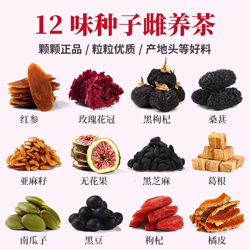 Black Bean Drink with Figs, Black Goji Berries, Progesterone, Estrogen-Boosting Tea, Red Ginseng, Rose Tea, Mulberry, and Flaxseed Soaked in Water for Women