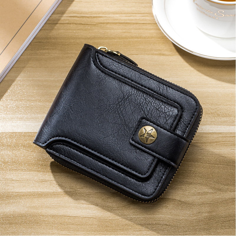 Men's Solid Color Pu Leather Zipper Buckle Wallets display picture 1