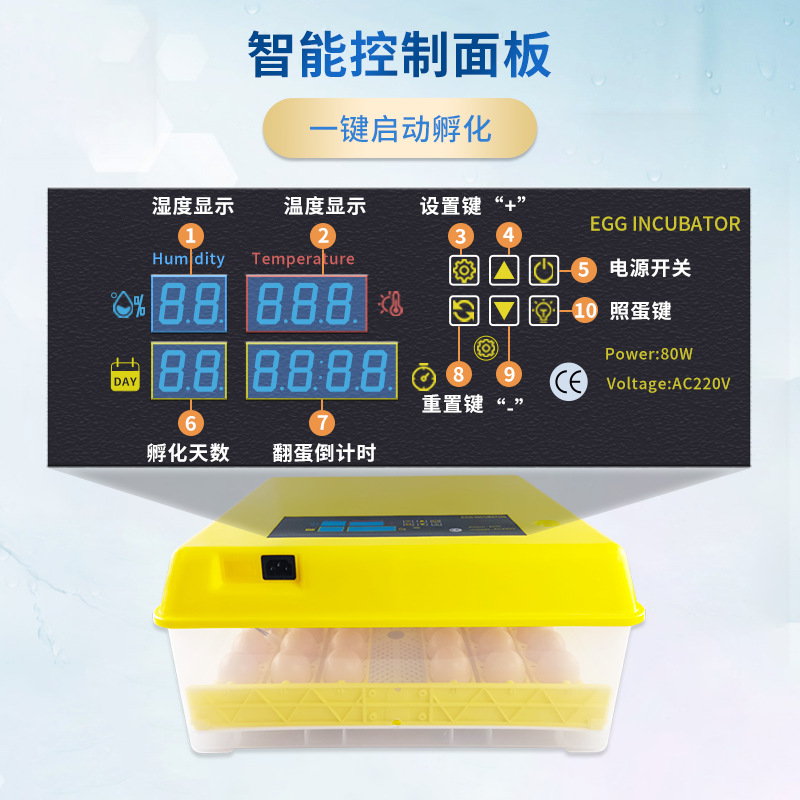 48 pequeña incubadora inteligente con un solo clic incubadora de pollo incubadora de huevos