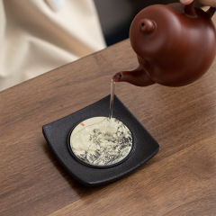 Excellent Tea Ceremony Chinese water absorption coaster heat insulation mat Creative ceramic tea cup pad holder Anti-scalding cup holder Tea ceremony accessories