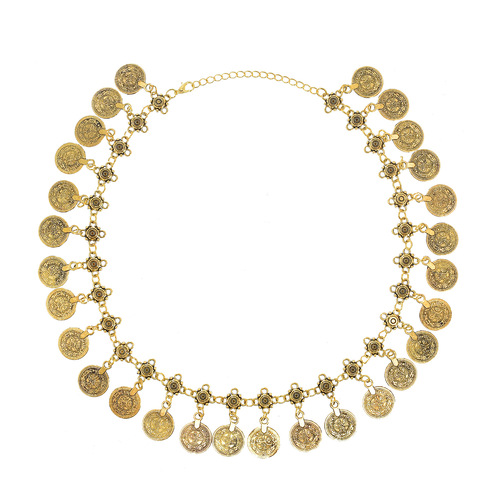 Retro tassel coin necklace, jewelry, European and American big-name exaggerated clavicle chain wholesale, 28 pieces