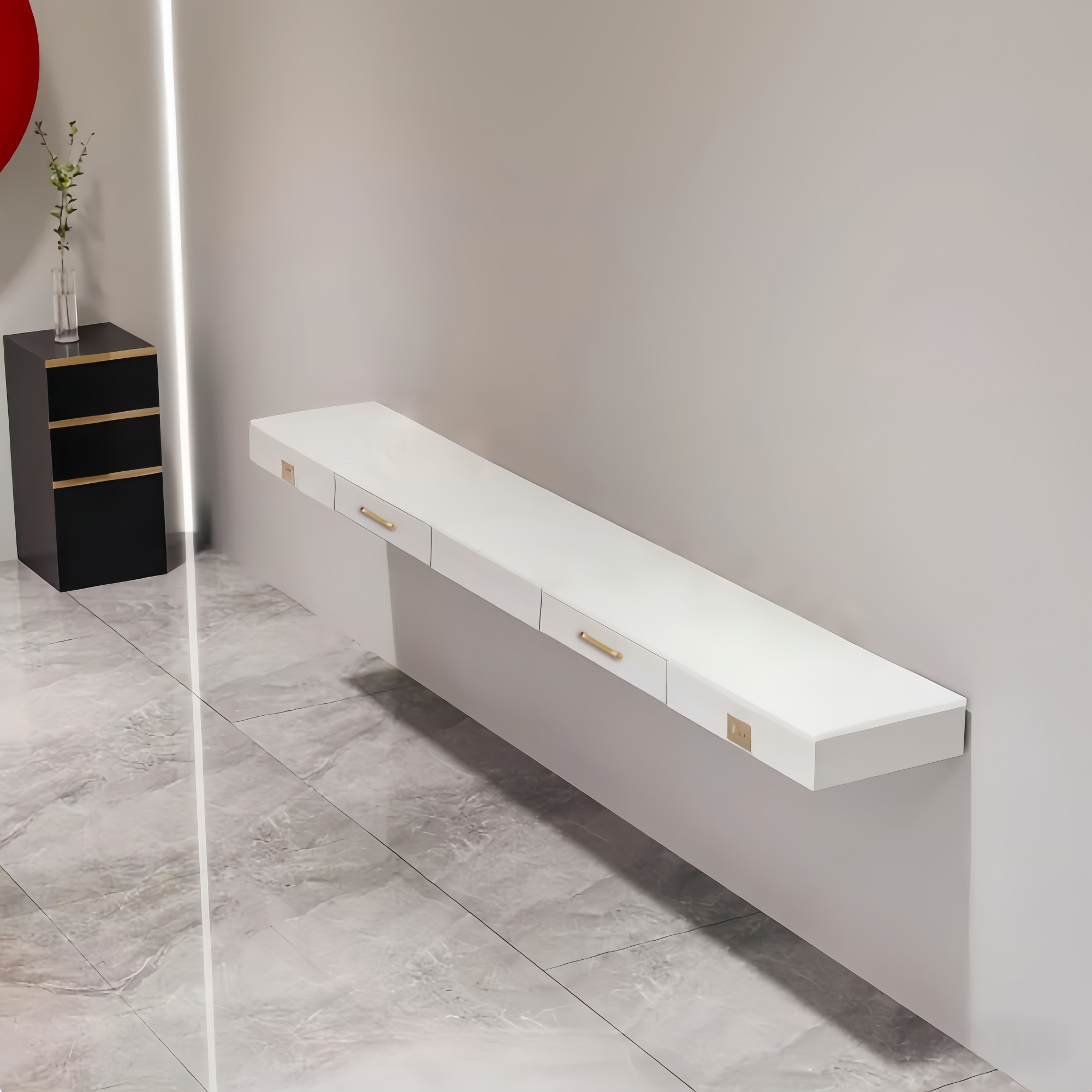 Barber Shop Marble Countertop Trendy Hair Salon Wall-Mounted Perm Dye Haircut Density Board Countertop