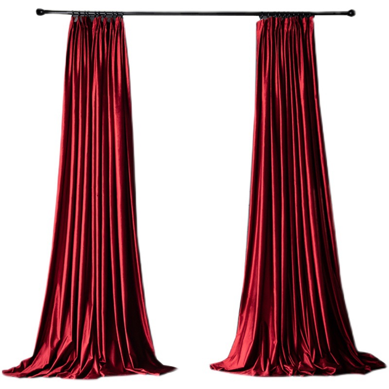 Wholesale retro thick luxurious velvet curtains, thick light-proof red Chinese home use inn plain background plush fabric