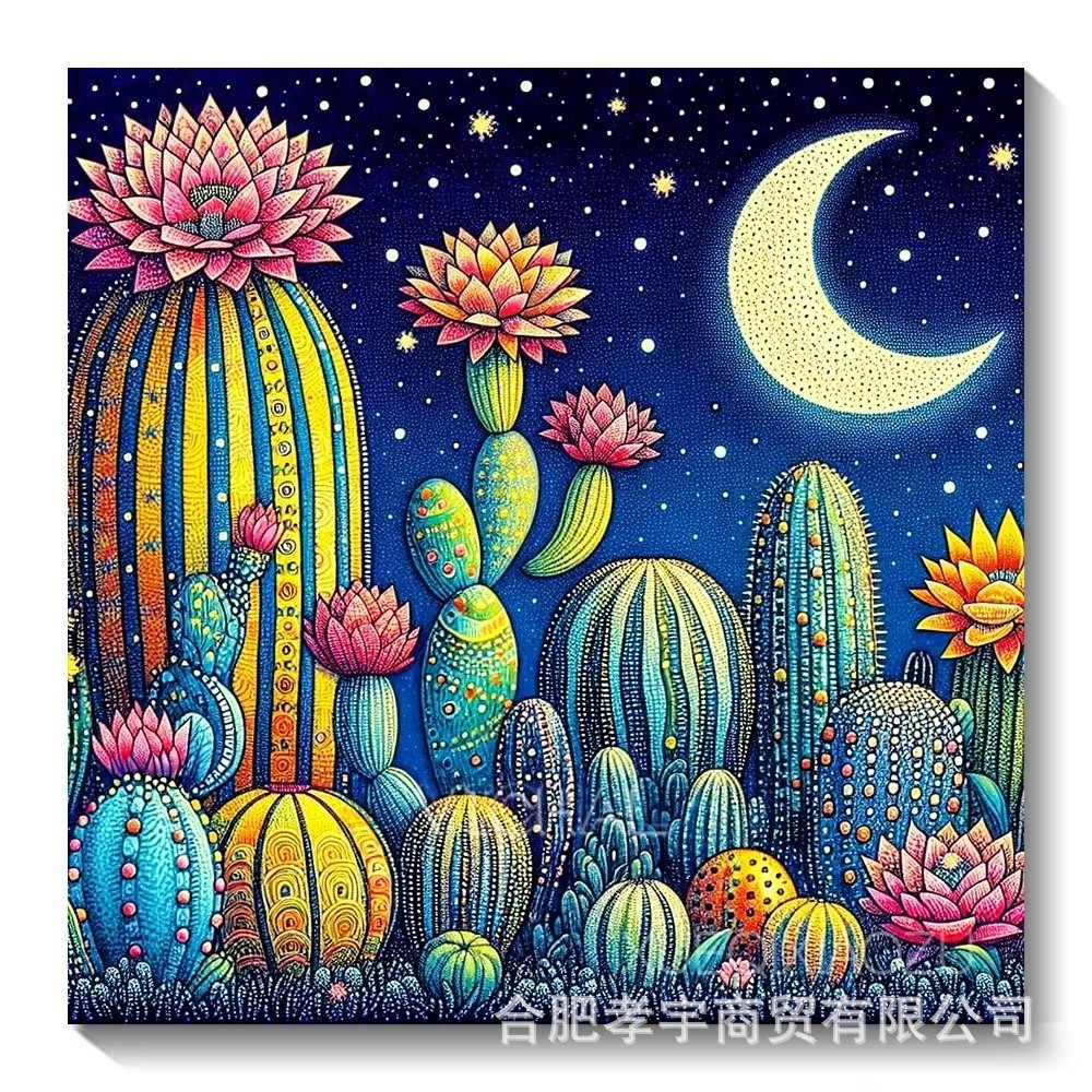 Lienzo de aceite de punto de cruz hecho a mano 5D nueva serie de plantas de cactus pintura de diamantes completo dormitorio de punto de cruz de diamantes