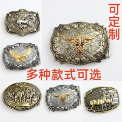 ヘッドバンド卸売ファッショントレンドプレートバックルベルトアクセサリー馬と牛ウエスタンスタイルベルトバックル馬と牛の頭のスカル