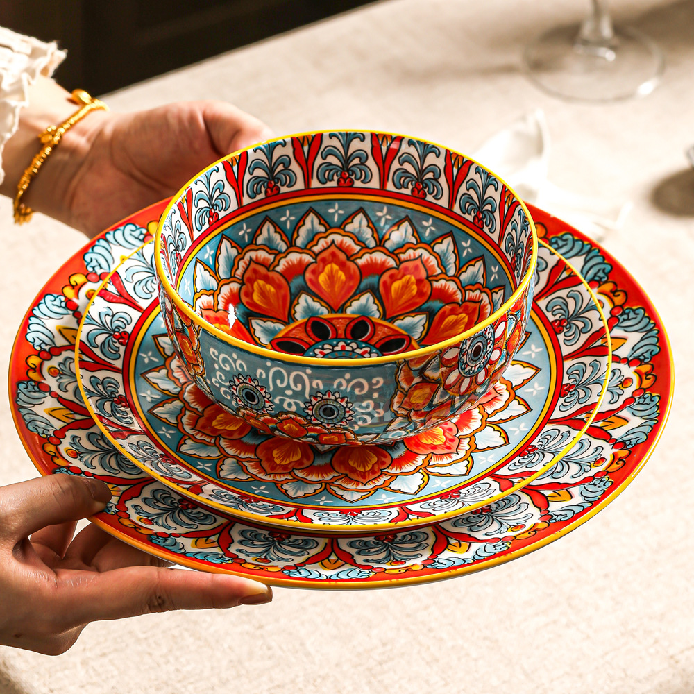 Cross-border Bohemian Porcelain Bowl Ramen Bowl Beautiful Bowl...