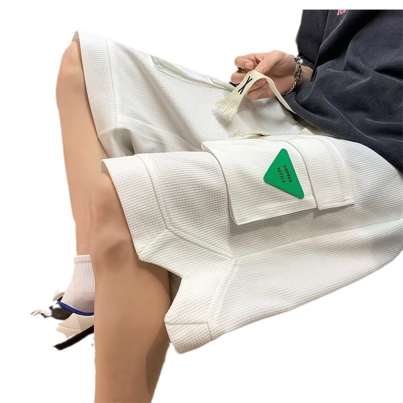 Waffle Shorts Hombres ins Summer American Trendy Brand Medio Pantalones sueltos Casual Trend Baloncesto Pantalones de cinco puntos