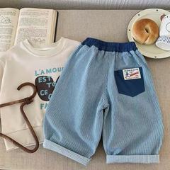 儿童休闲裤条纹男秋冬款小童直筒裤长裤潮宝宝纯色哈伦裤女新款