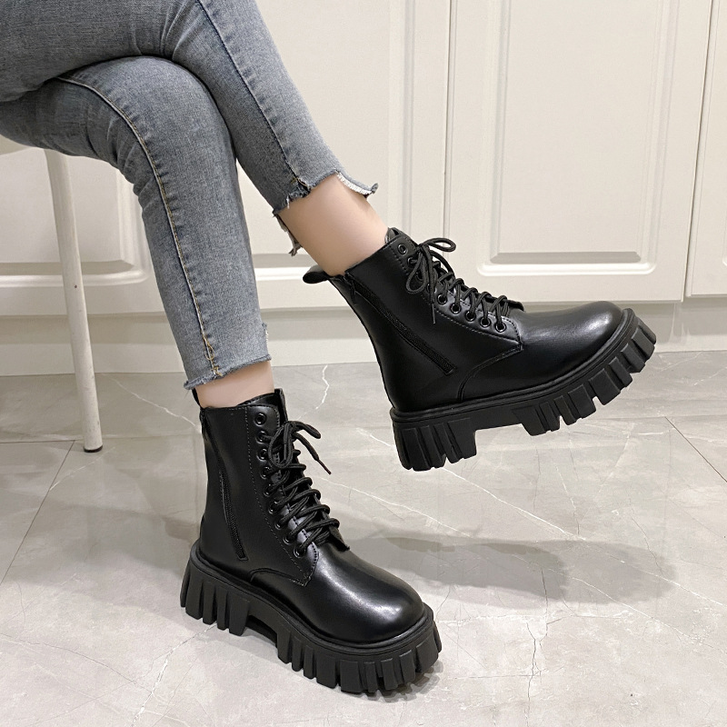 British Style Women's Platform Chelsea Boots With Double Zipper_voghion.com