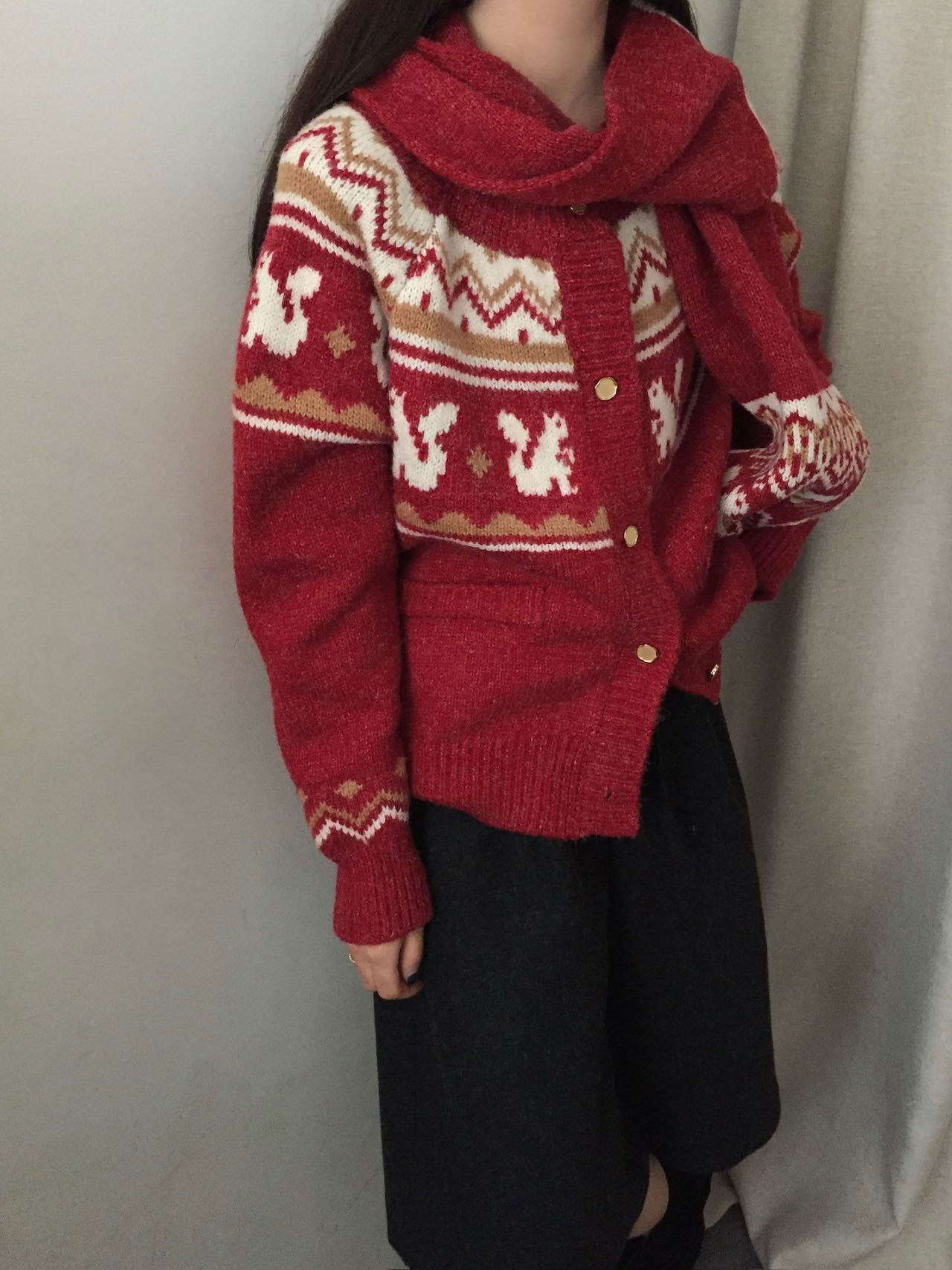 24 invierno Puyuan collar otoño invierno Navidad nueva atmósfera suéter de punto chaqueta coreana