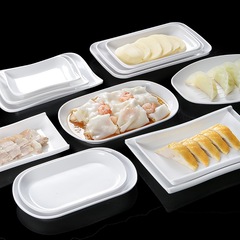 加厚長方形密胺仿瓷盤子火鍋店菜盤配菜碟飯店商用腸粉盤小吃餐盤