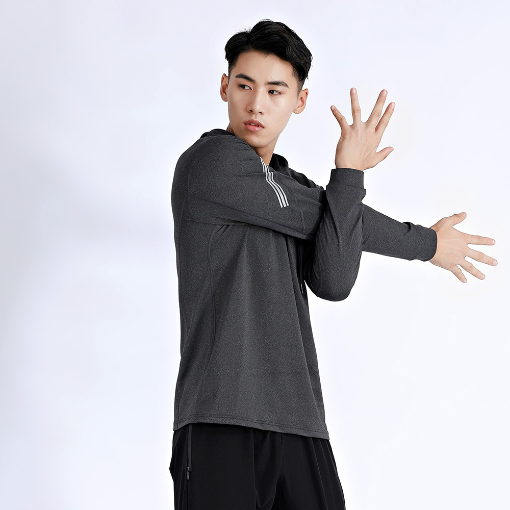 Sudadera con Capucha Deportiva de Manga Larga para Correr, Otoño e Invierno, Informal, Talla Grande, Ropa Deportiva para Hombre, Venta al por Mayor, Secado Rápido