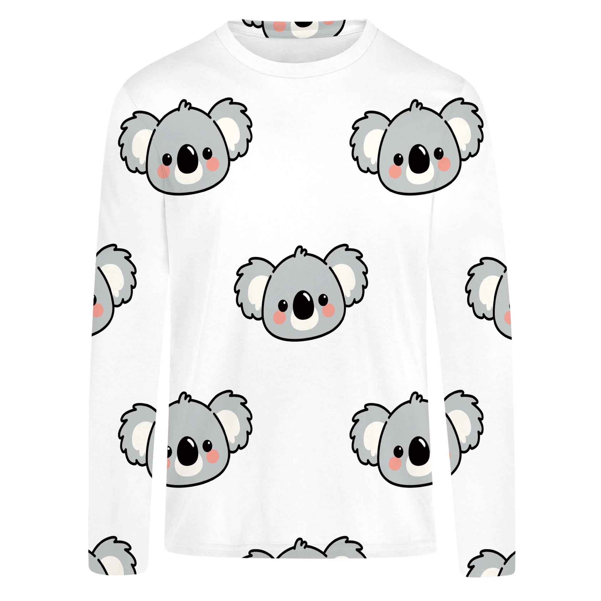 外贸热销欧美3D数码印花卡通可爱考拉树袋熊 女式休闲春秋长袖T恤