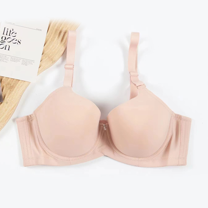 Sujetador de talla grande de comercio exterior al contado de fábrica, copa fina brillante sin costuras, con anillo de acero, tipo ajustable, colección de leche, ropa interior, mujer