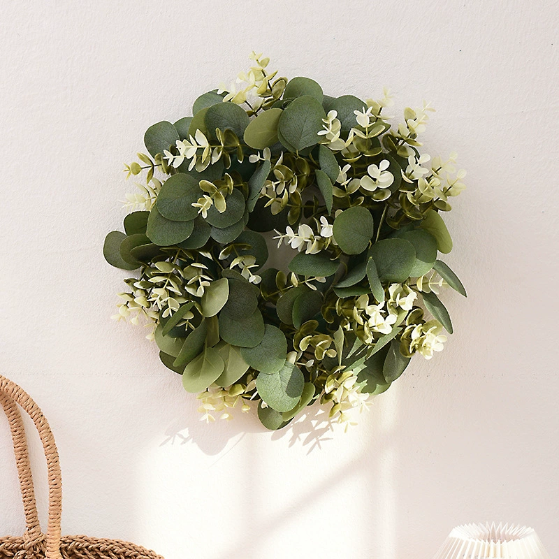 Wholesale wreath eucalyptus props cross-border door and window wreath home money grass ring hanging decoration manufacturer leaf simulation