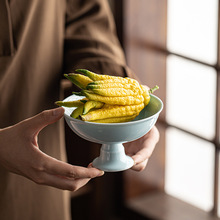 陶瓷高脚点心盘5寸茶点盘家用干果水果盘佛手柑摆盘水培植物摆放