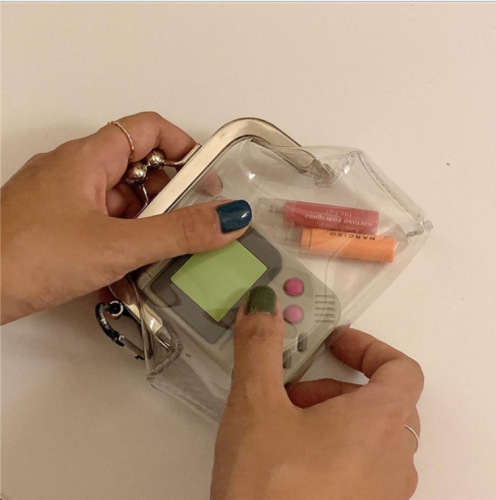 ins style transparent simple iron mouth clip bag pvc coin purse small items storage bag lipstick bag coin bag card bag