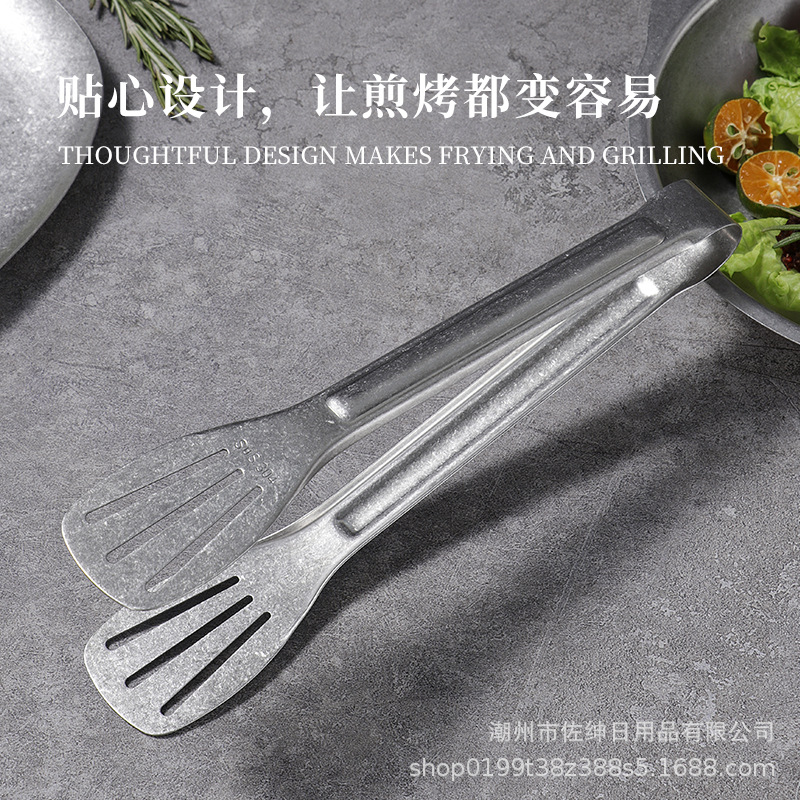 Retro industrial style 304 stainless steel steak clip kitchen food barbecue meat clip dish ice clip bread